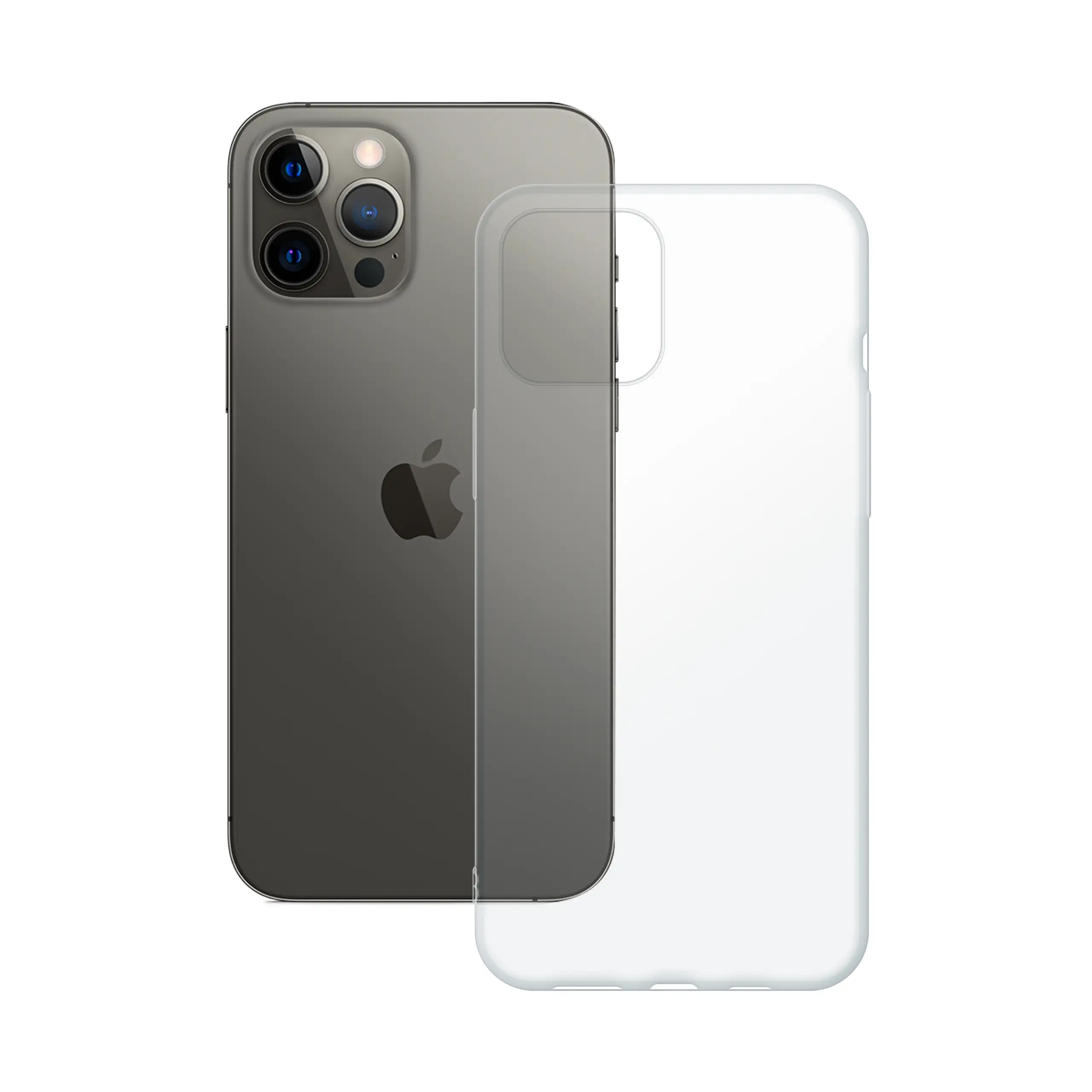 Etui silikonowe przezroczyste Polski Banan obok telefonu Apple iPhone 12 Pro Max